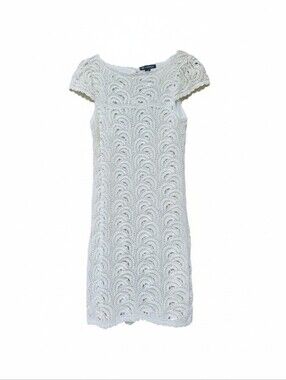 INC International Concepts Ivory Crochet Mini Dress Delicate Gold Thread Size M